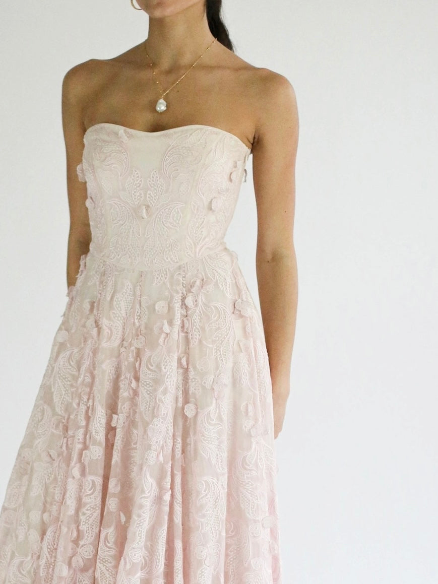 Close font view of Amelia A-line wedding dress