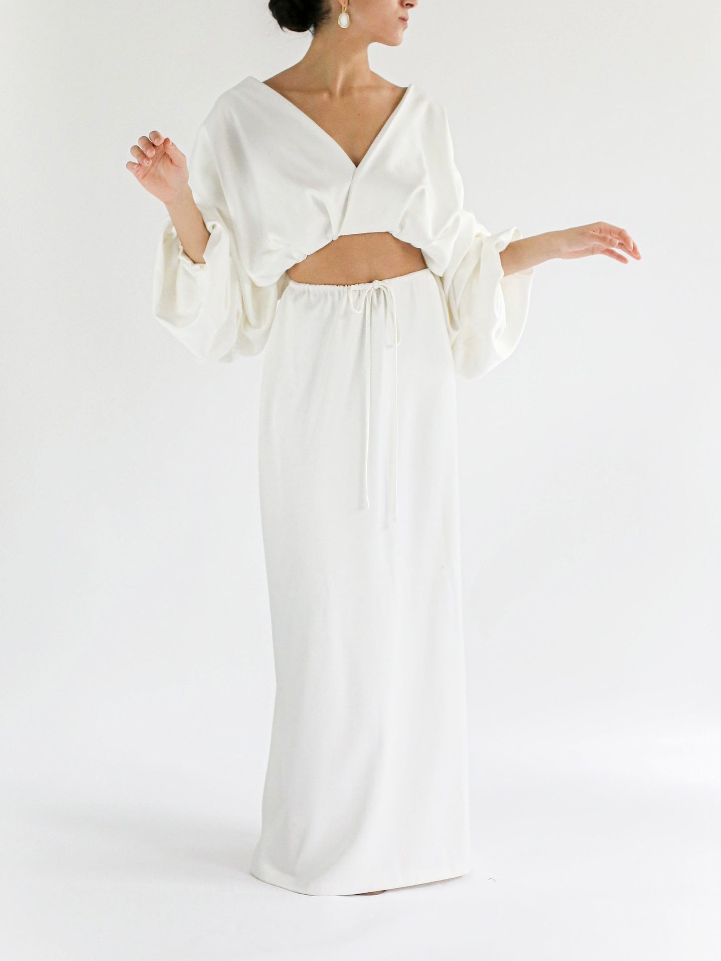 Front View of Bon Bride Oversized Top Wedding Attire
