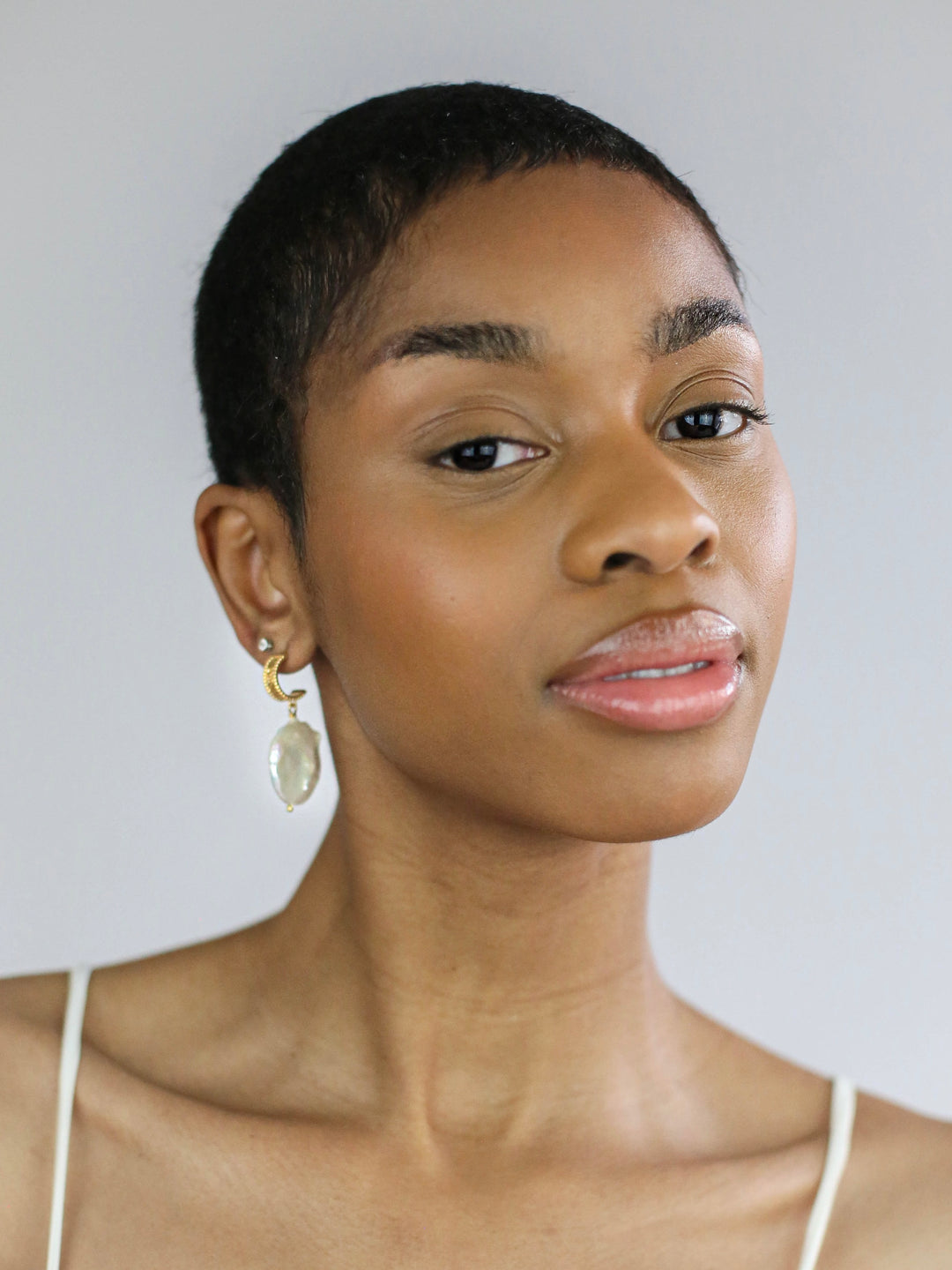 Model Wearing Aina Dangle Drop Bridal Accessories