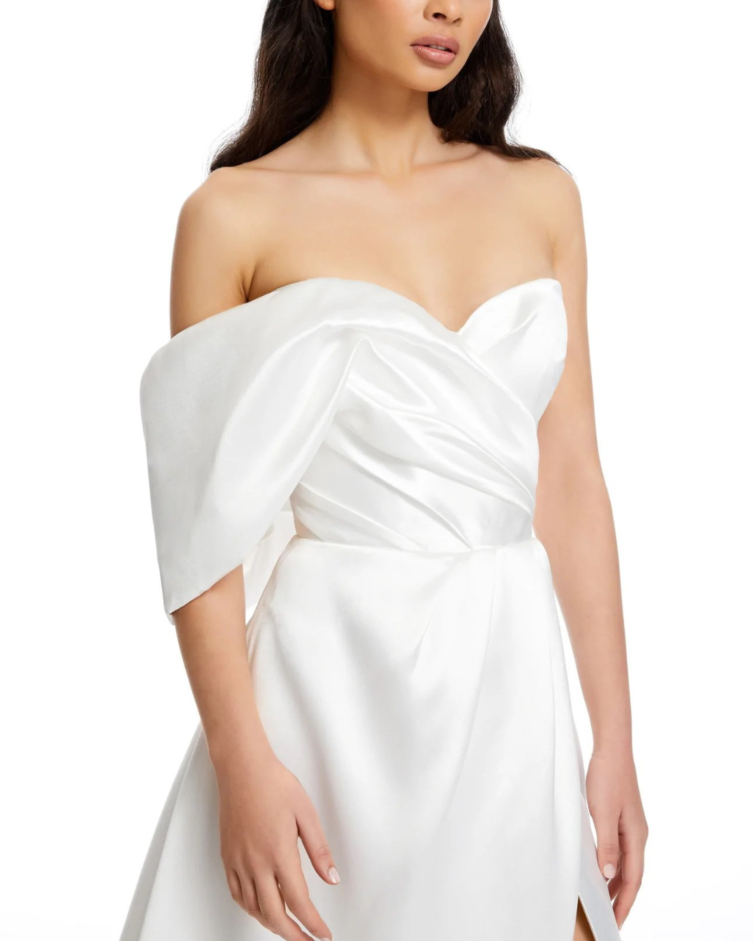 Close Front View of Banks Modern Wedding Dress