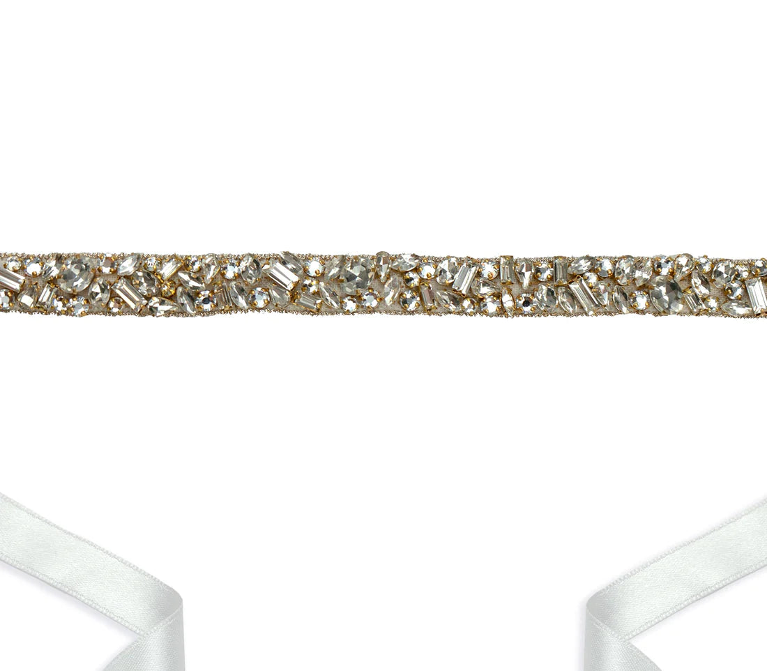 Aurora Gold Silk Satin Sash Bridal Accessory