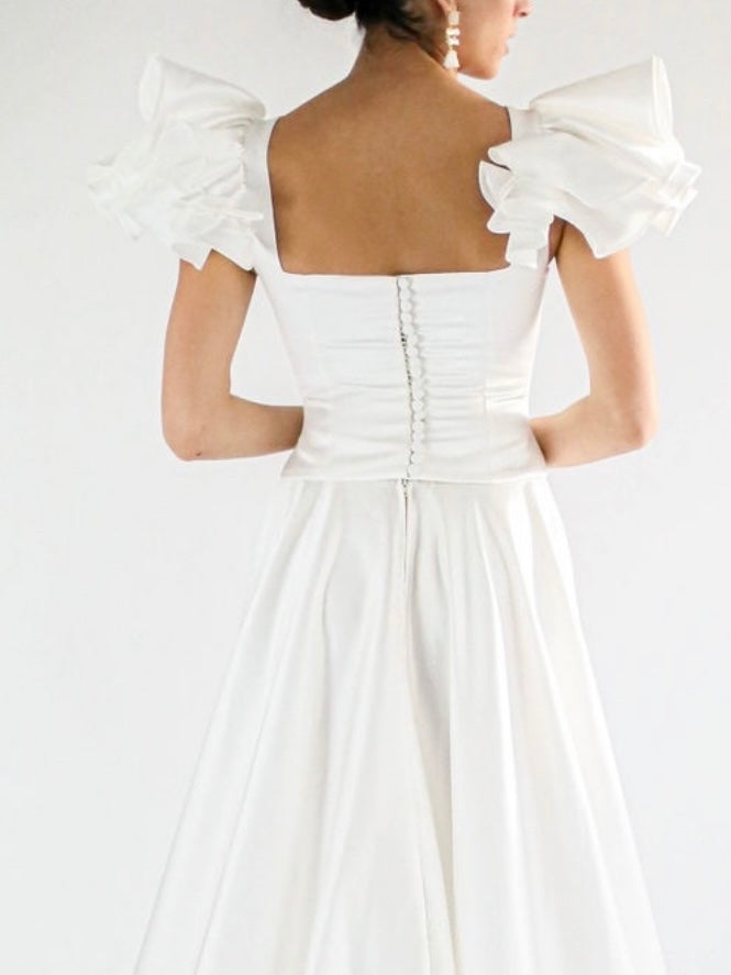 Ruffle top wedding outlet dress