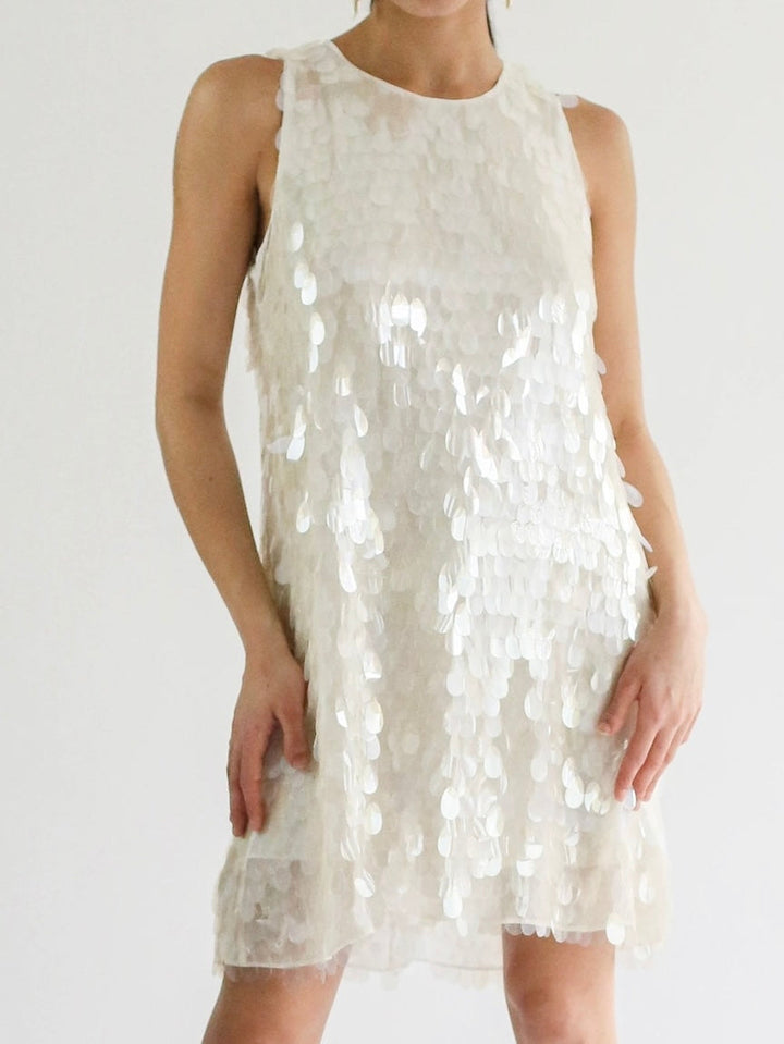 Close Front View of Sequinned Modern Wedding Dress