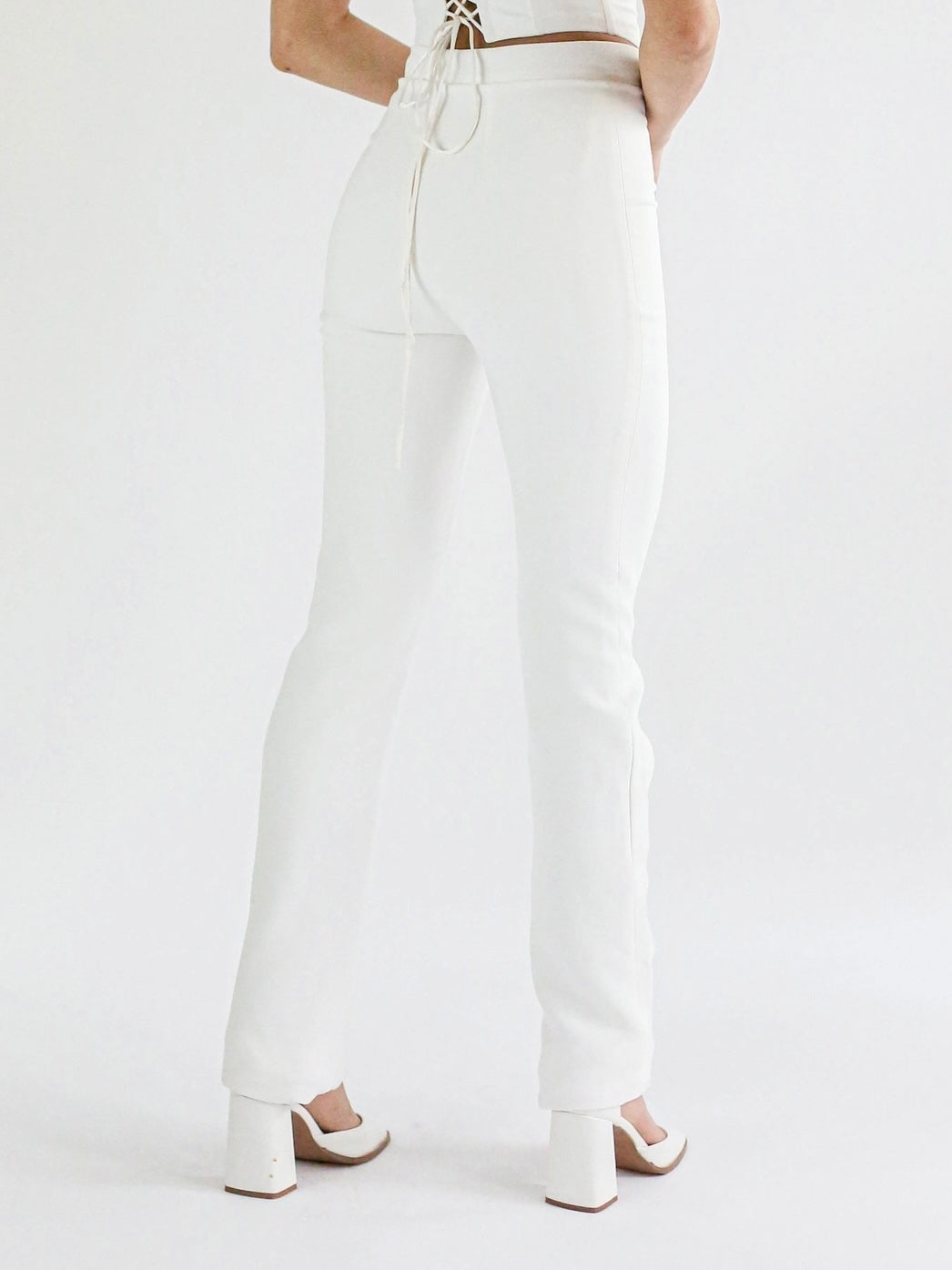 A close up view of the back of the Hello Bride Crepe Pants