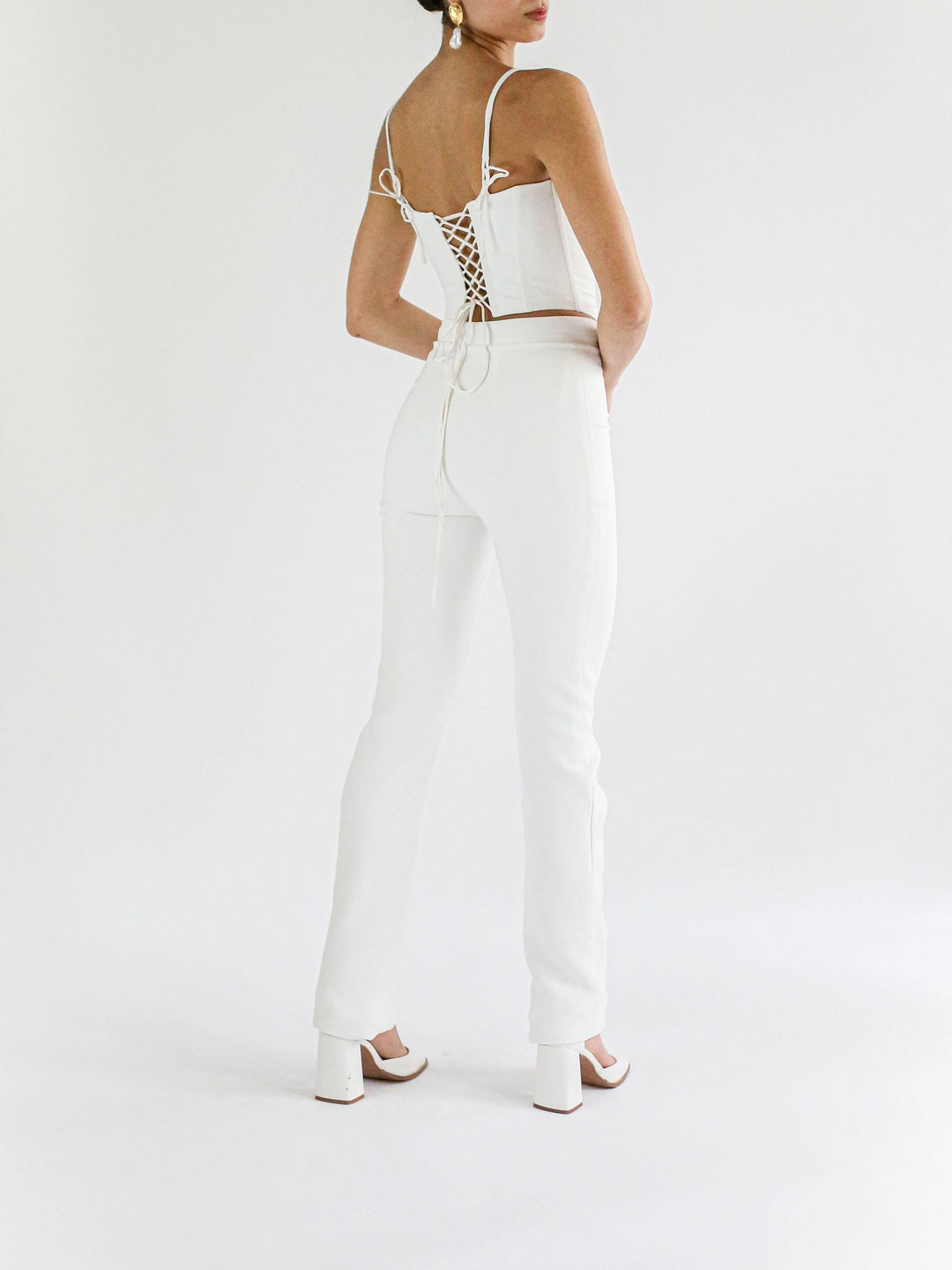 A view of the back of the Hello Bride Crepe Pants