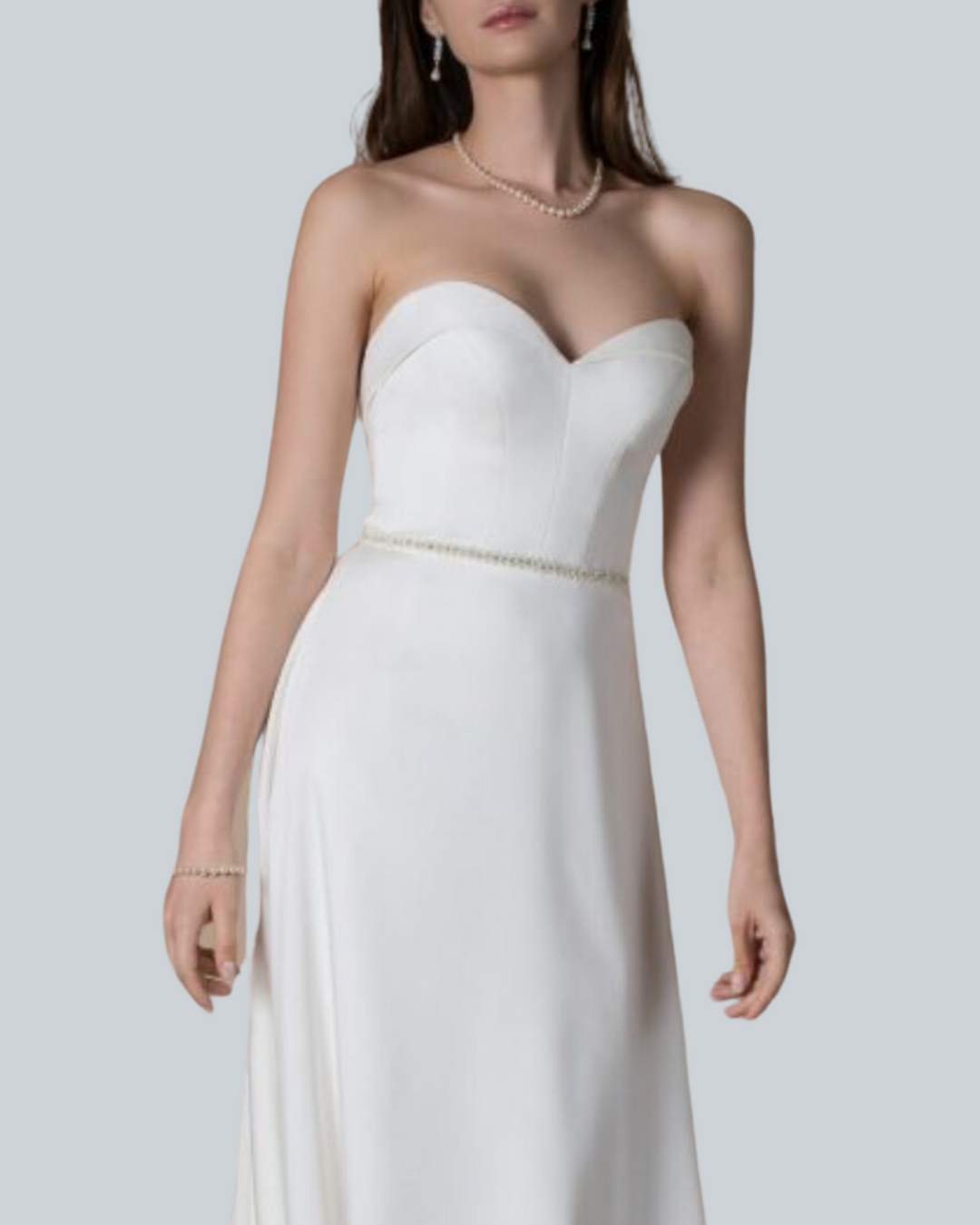 Close View of Bessie Column Wedding Dress