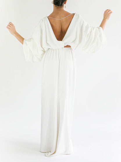 Back View of Bon Bride Oversized Top Wedding Attire
