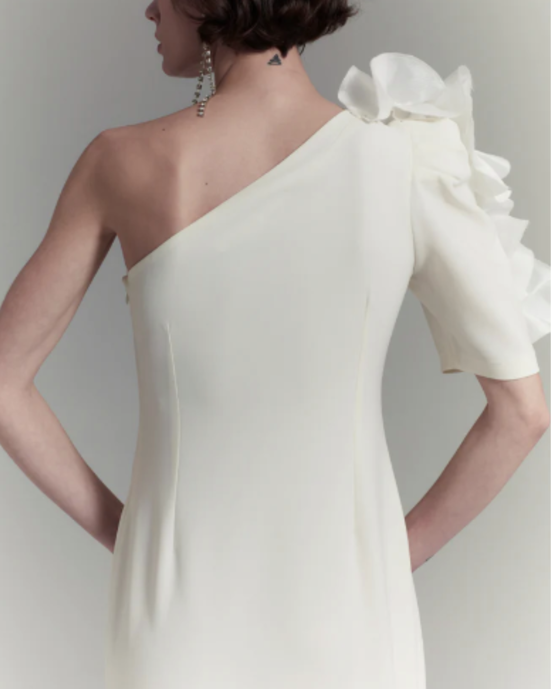 Model Showing Back View of Azra Mini Wedding Dress