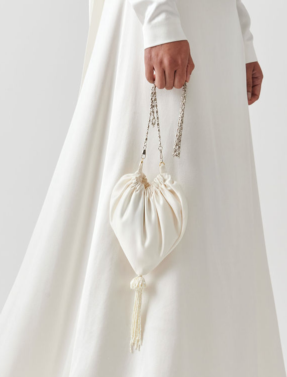 This White Satin Bag is perfect for any bride