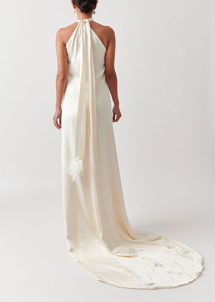 Back View of Athena Silk Wedding Dress