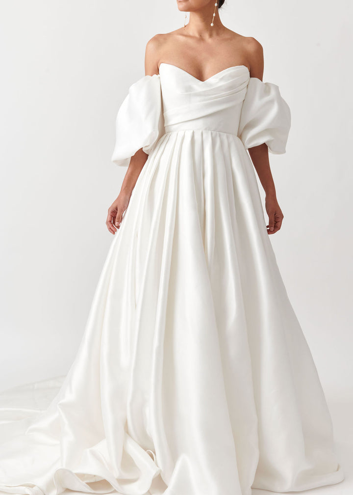 Close Front View of Alev Ball Gown Wedding Dress