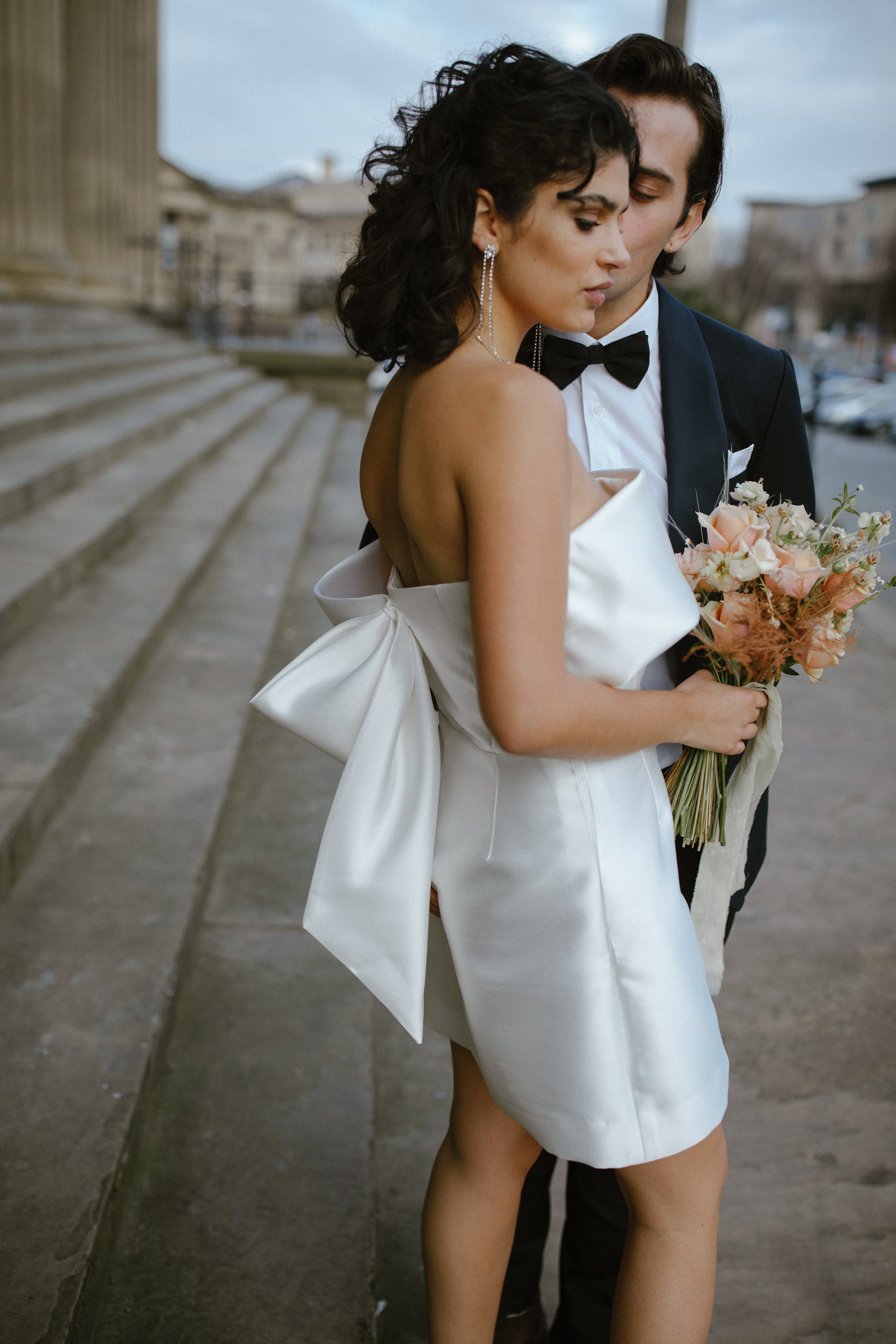 Beige and white wedding on sale dress