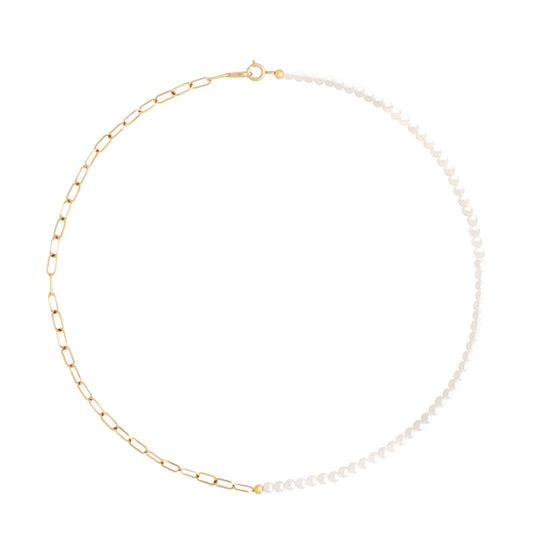 Cleo Mini Pearl and Chain Necklace