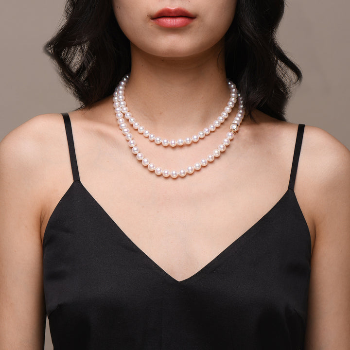Close Model View of Audrey Pearl Necklace Bridal Accessory