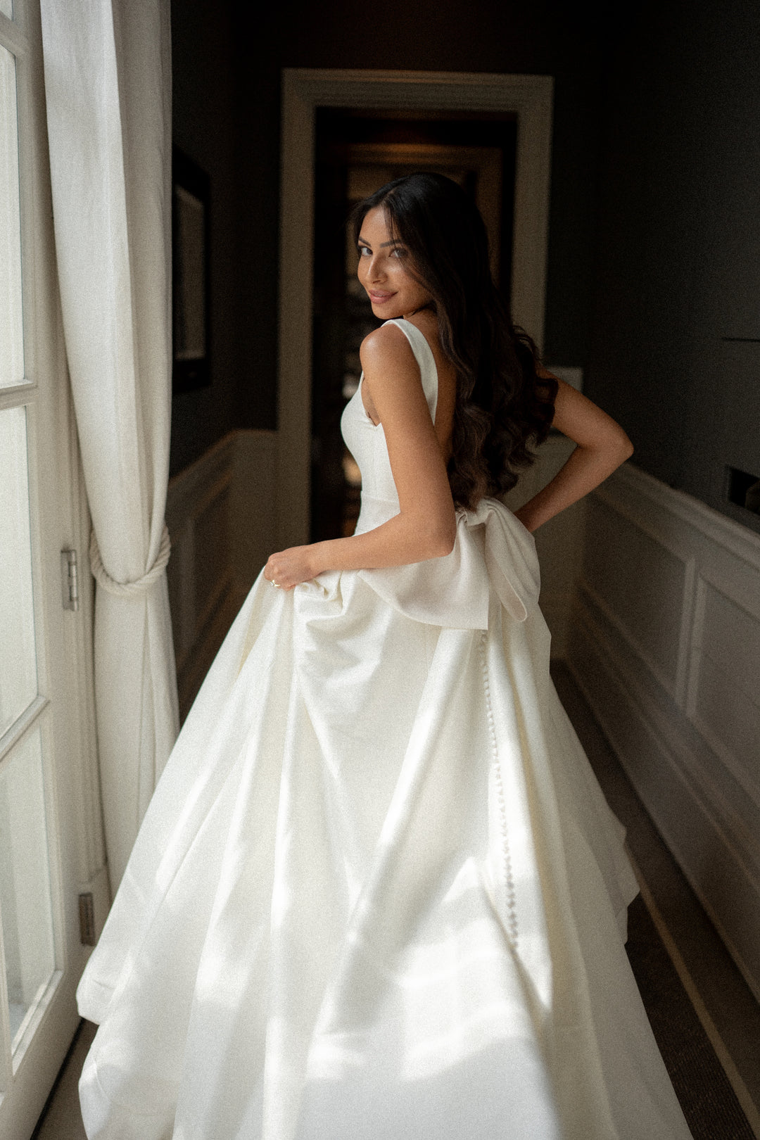 A side view of this stunning Charleston Wedding Dress