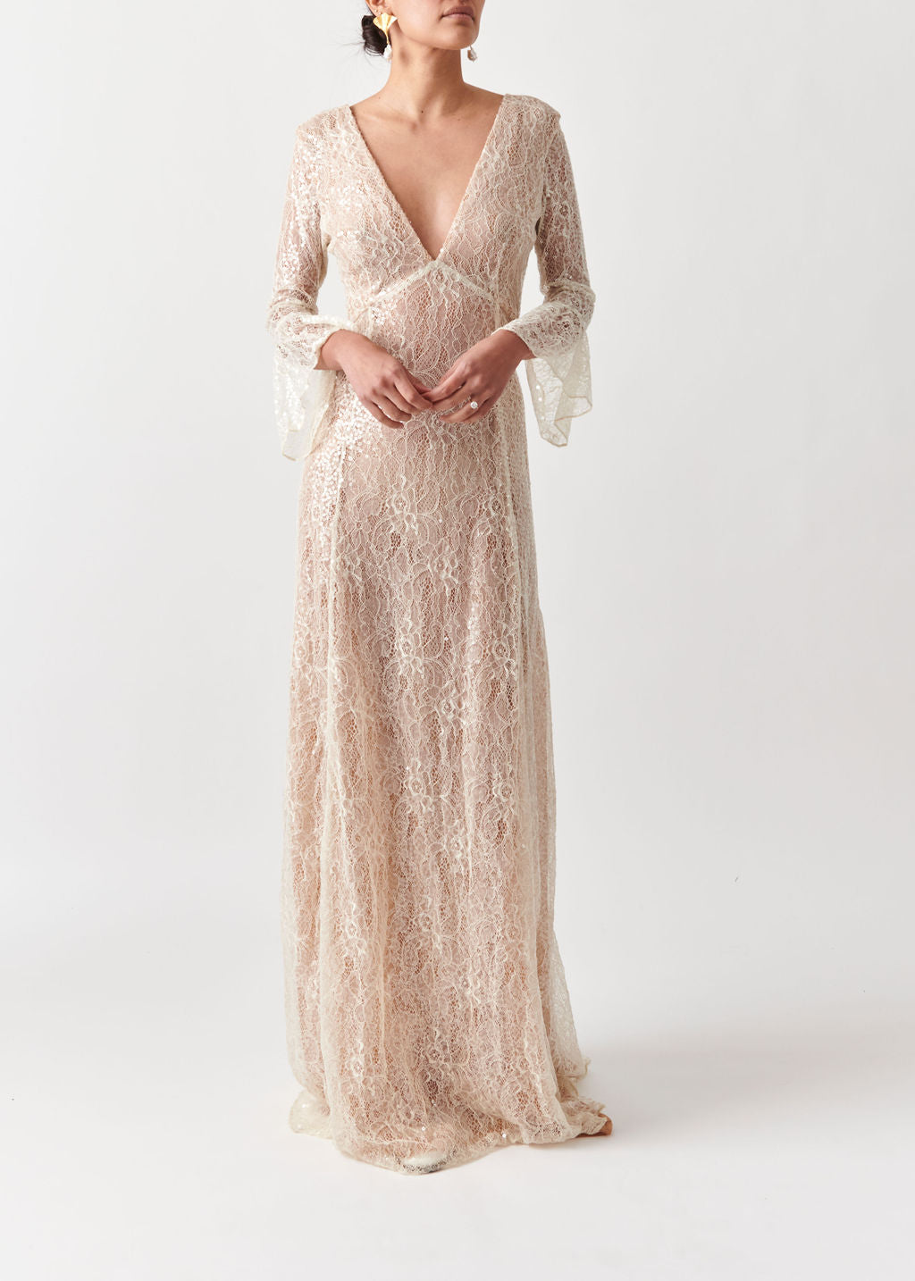 Model Wearing Astrea Lace Wedding Dress