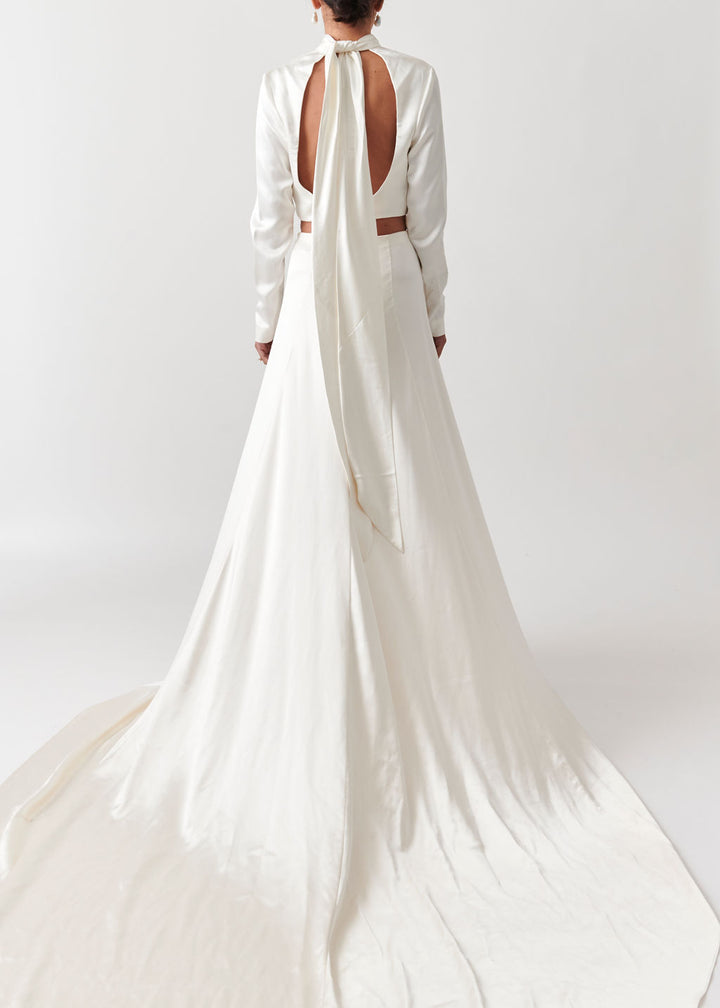 A back view of the Cleo High Neck Wedding Outfit