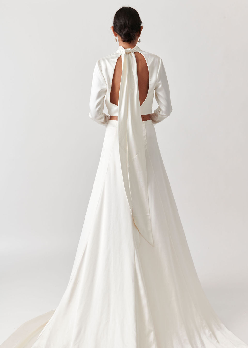 A back view of the Cleo High Neck Wedding Outfit