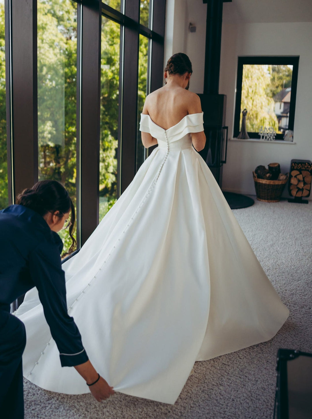 Back View of Bentley Off the Shoulder Wedding Dress