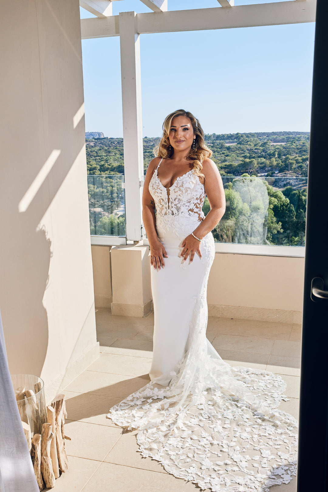 Model Posing Wearing Oliviana Wedding Dress