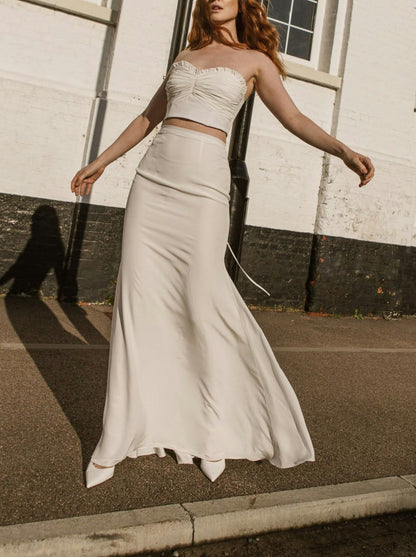 Pair this gorgeous Medusa Bridal Calliope Tube top with the matching maxi skirt for the ultimate modern two piece wedding dress